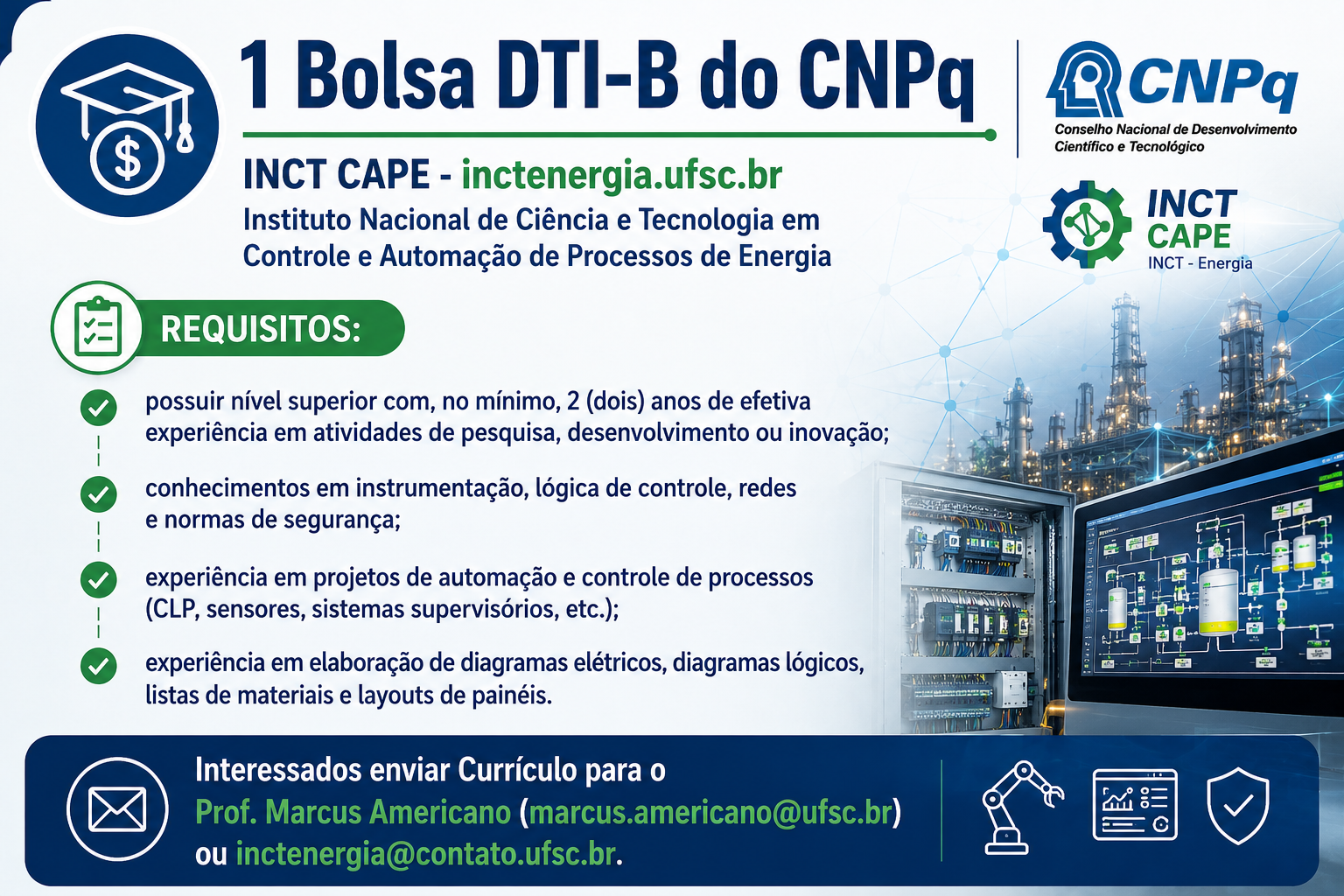 Chamada para bolsa DTI-B do CNPq no INCT CAPE